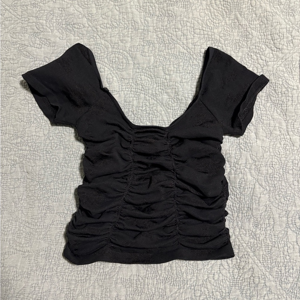 Free People Elegant Black Ruched Women's Top